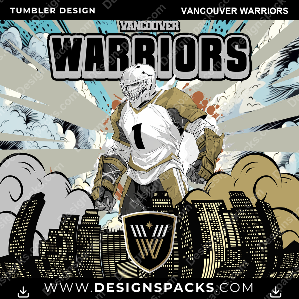 Lacrosse Comic Cover Vancouver Warriors Tumbler Digital Wrap Design