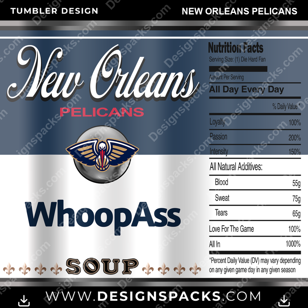 Basketball Soup Can New Orleans Pelicans NBA Basketball Tumbler Digital Wrap Design Download
