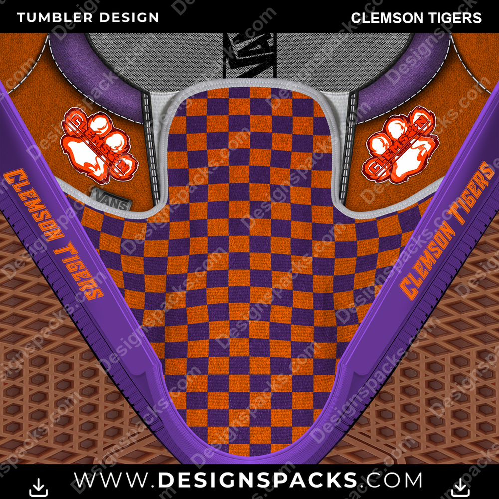 College Sport Vans Classic Clemson Tigers NCAA College Sport Tumbler Digital Wrap Design Download