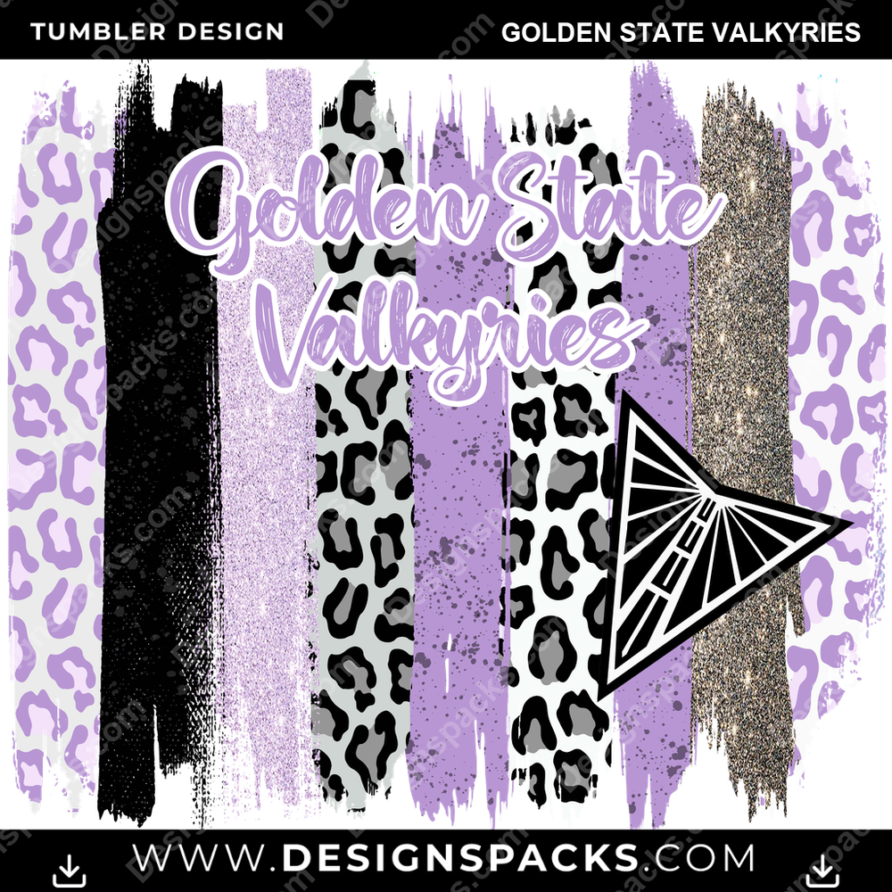 Basketball Brush Strokes Golden State Valkyries Tumbler Digital Wrap Design