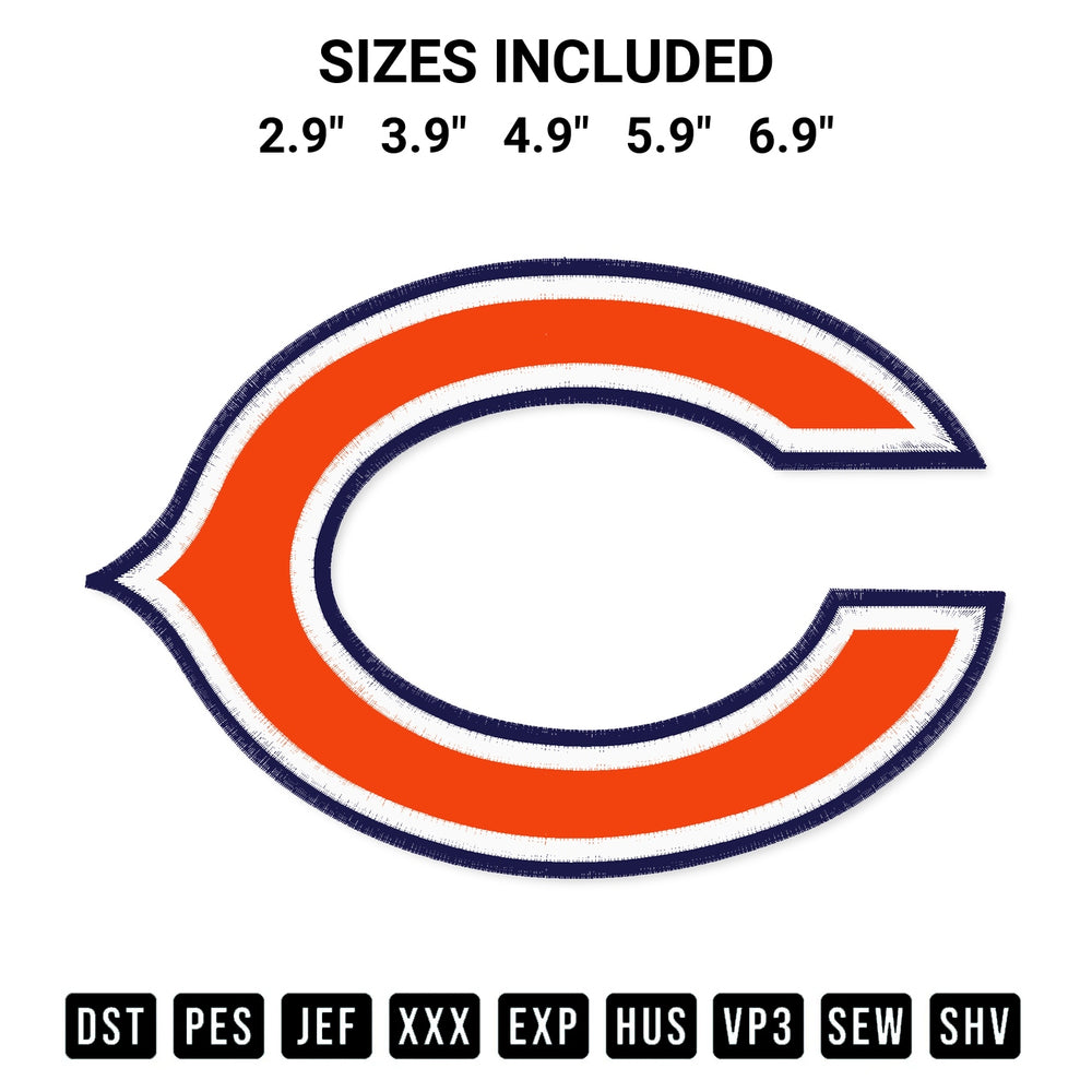 Get the Chicago Bears Embroidery Design embroidery design for your custom crafts! Premium digitized files available for instant download at Designspacks.com. Available sizes: 2.9", 3.9", 4.9", 5.9", 6.9".