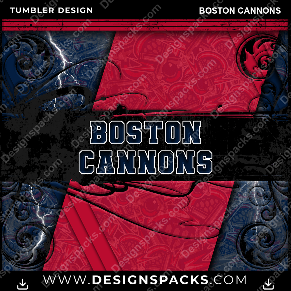 Lacrosse Elegant Boston Cannons Tumbler Digital Wrap Design