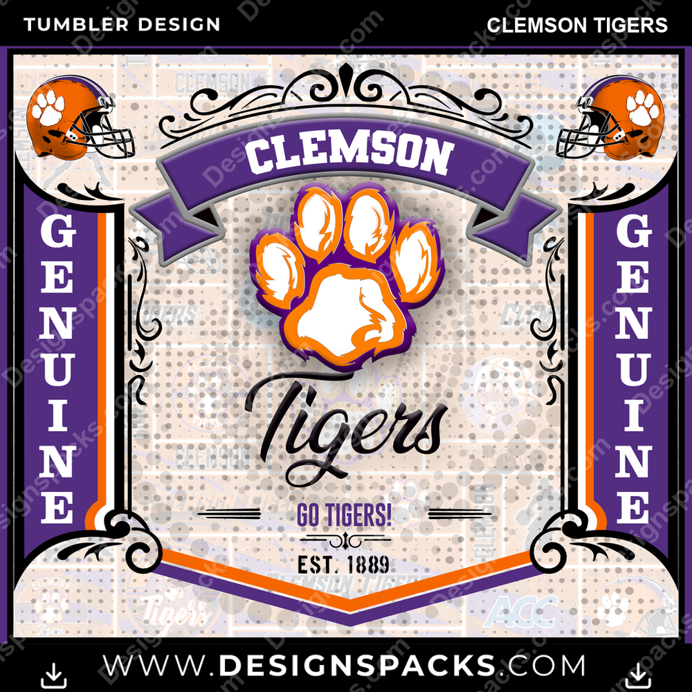 College Sport Bud Clemson Tigers Tumbler Digital Wrap Design