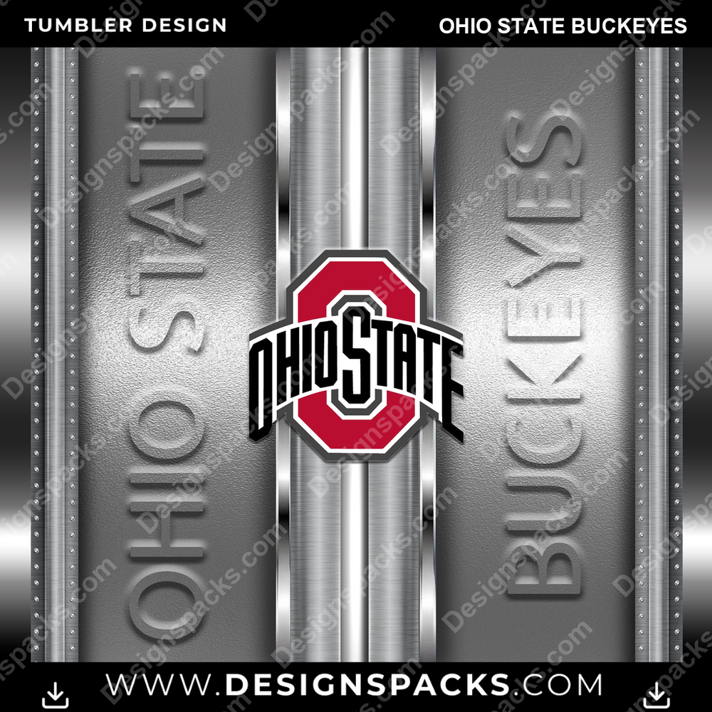 College Sport Metallic Ohio State Buckeyes Tumbler Digital Wrap Design