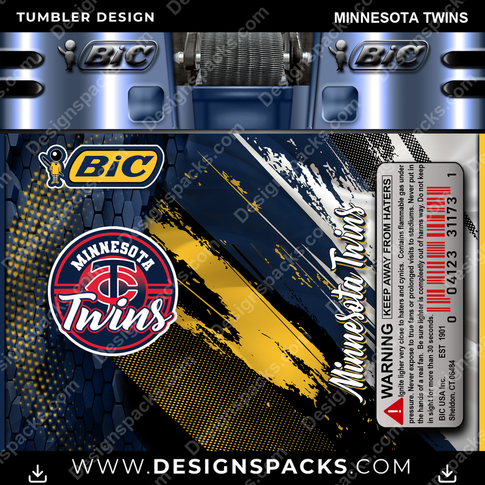 Baseball BIC Feuerzeug Minnesota Twins Trinkbecher Digital Wrap Design