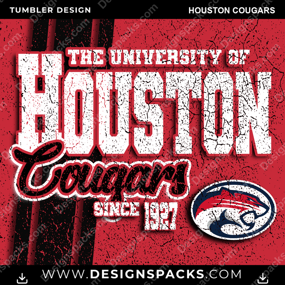 College Sport Grunge Houston Cougars NCAA College Sport Tumbler Digital Wrap Design Download
