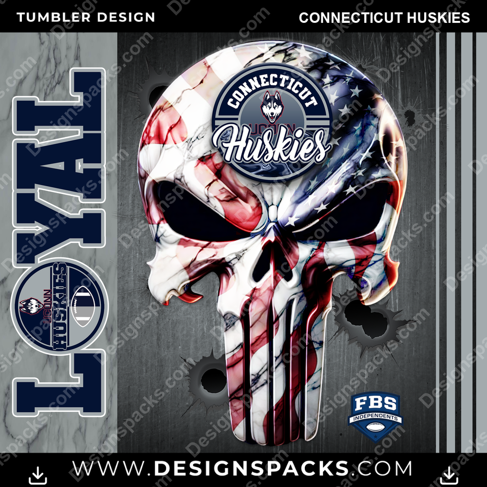 College Sport Loyal Connecticut Huskies Tumbler Digital Wrap Design