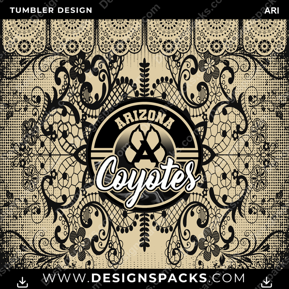 Ice Hockey Lace & Logos ARI Tumbler Digital Wrap Design