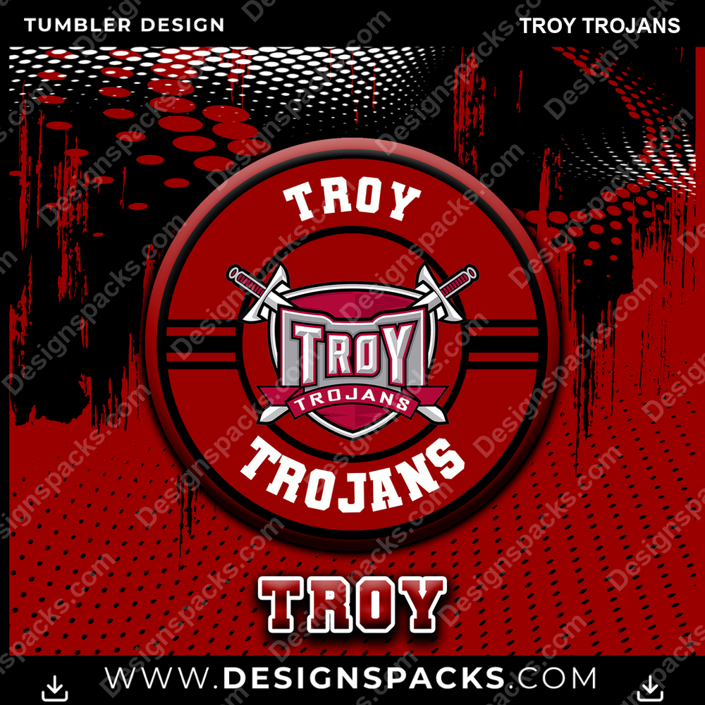 College Sport Dot Logo Troy Trojans Tumbler Digital Wrap Design