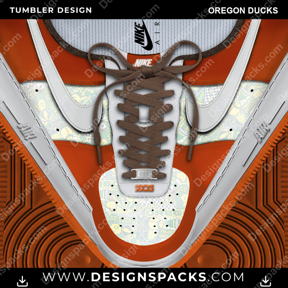 College Sport Nike AF1 Laces Oregon Ducks NCAA College Sport Tumbler Digital Wrap Design Download
