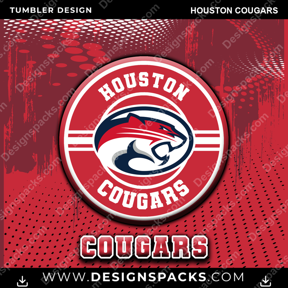 College Sport Dot Logo Houston Cougars Tumbler Digital Wrap Design