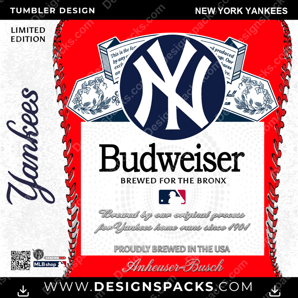 Baseball Bud New York Yankees Tumbler Digital Wrap Design