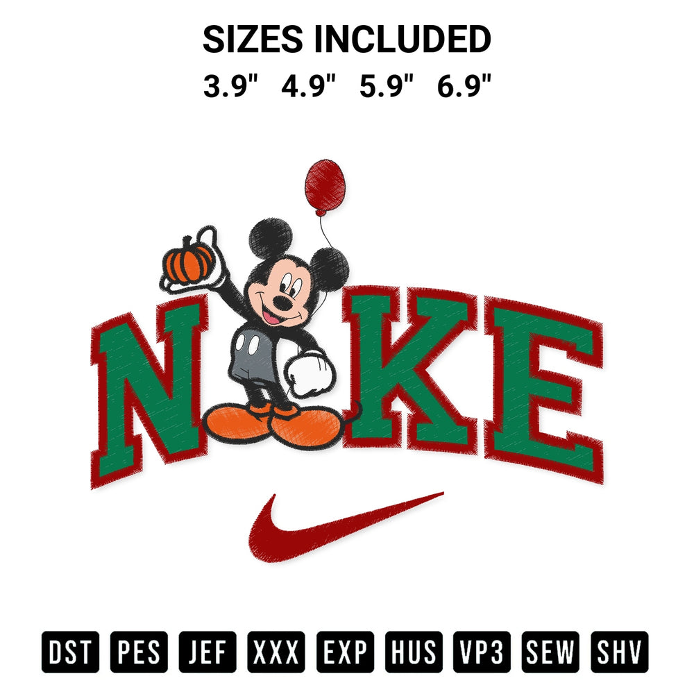 Discover the perfect addition to your crafting collection: Nike Mickey Halloween Party Embroidery Design embroidery file. Instantly available at Designspacks.com. Available sizes: 3.9", 4.9", 5.9", 6.9".