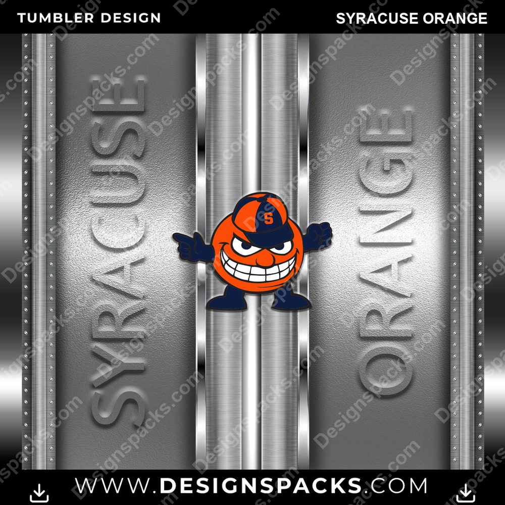 College Sport Metallic Syracuse Orange Tumbler Digital Wrap Design