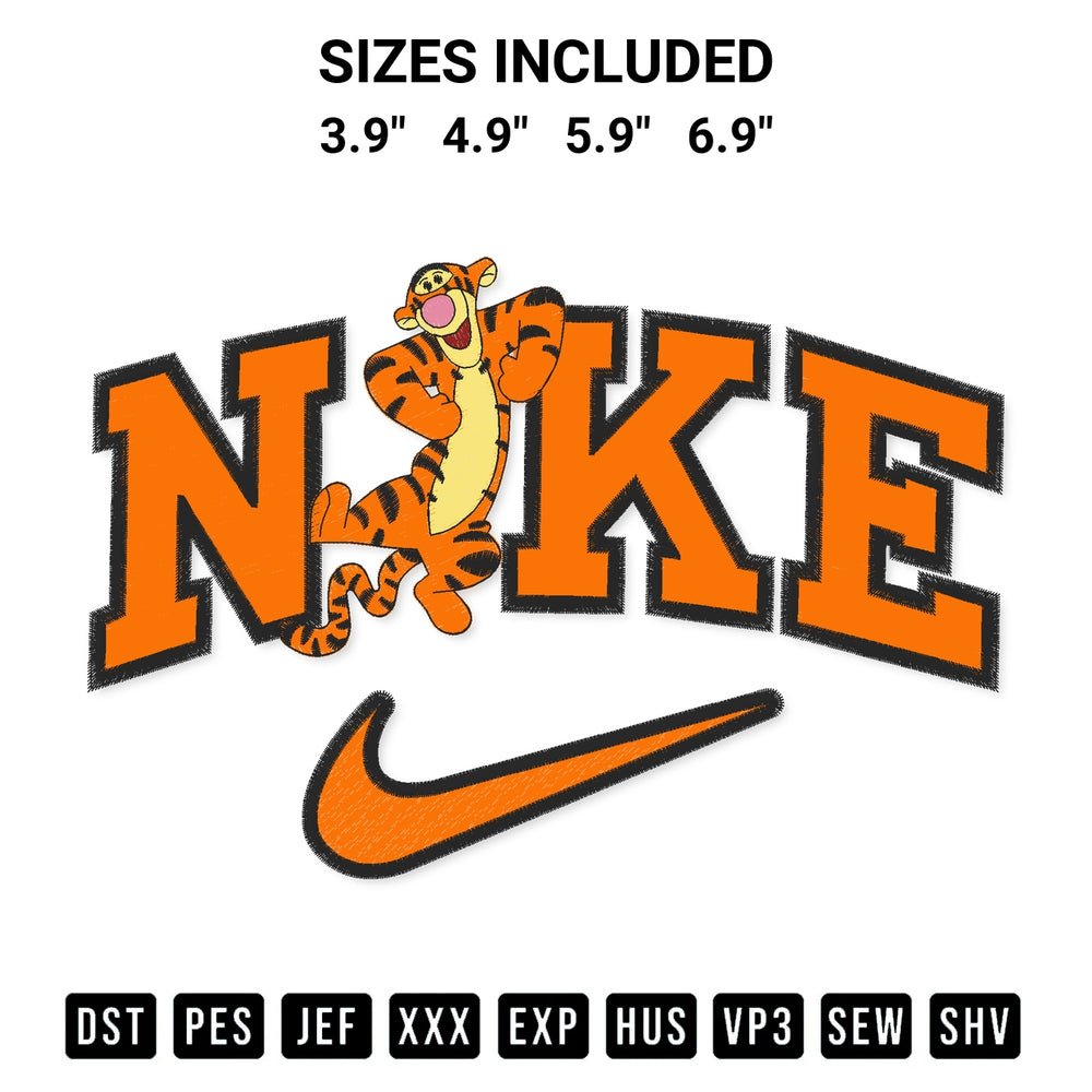 Looking for the perfect pattern? Download the Nike Tigger V3 Embroidery Design embroidery design today at Designspacks.com. Crisp, clean stitching guaranteed. Available sizes: 3.9", 4.9", 5.9", 6.9".