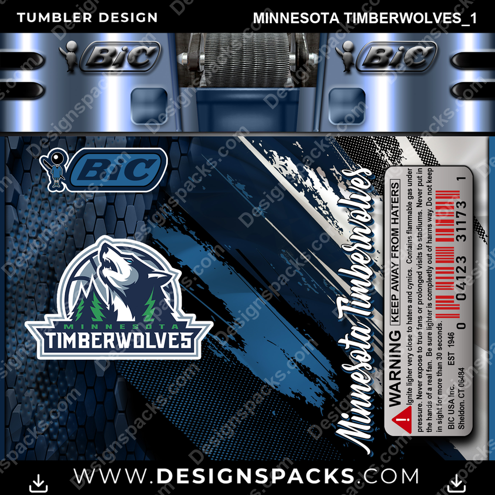 Basketball BIC Lighter Minnesota Timberwolves_1 Tumbler Digital Wrap Design