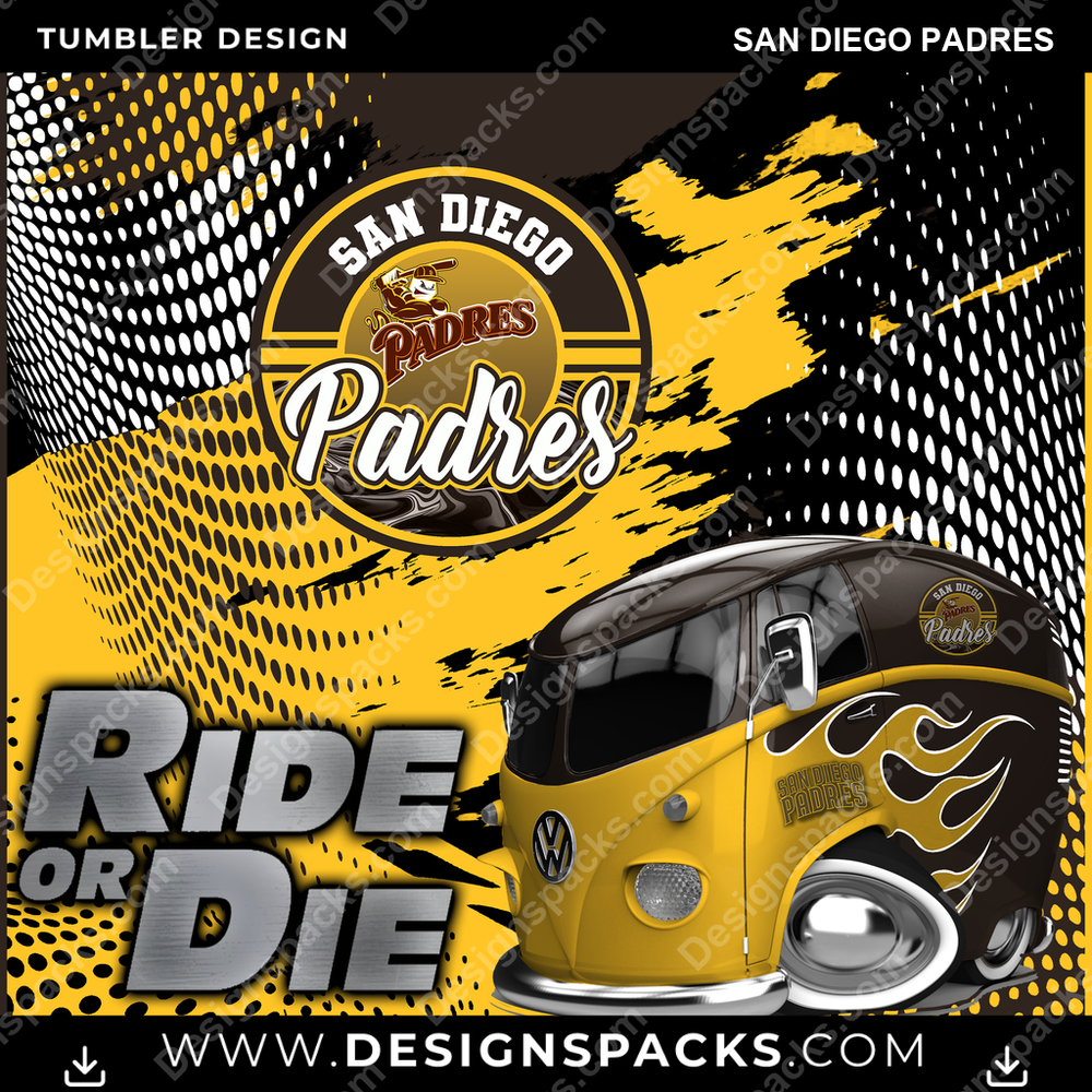 Baseball Ride or Die San Diego Padres Tumbler Digital Wrap Design