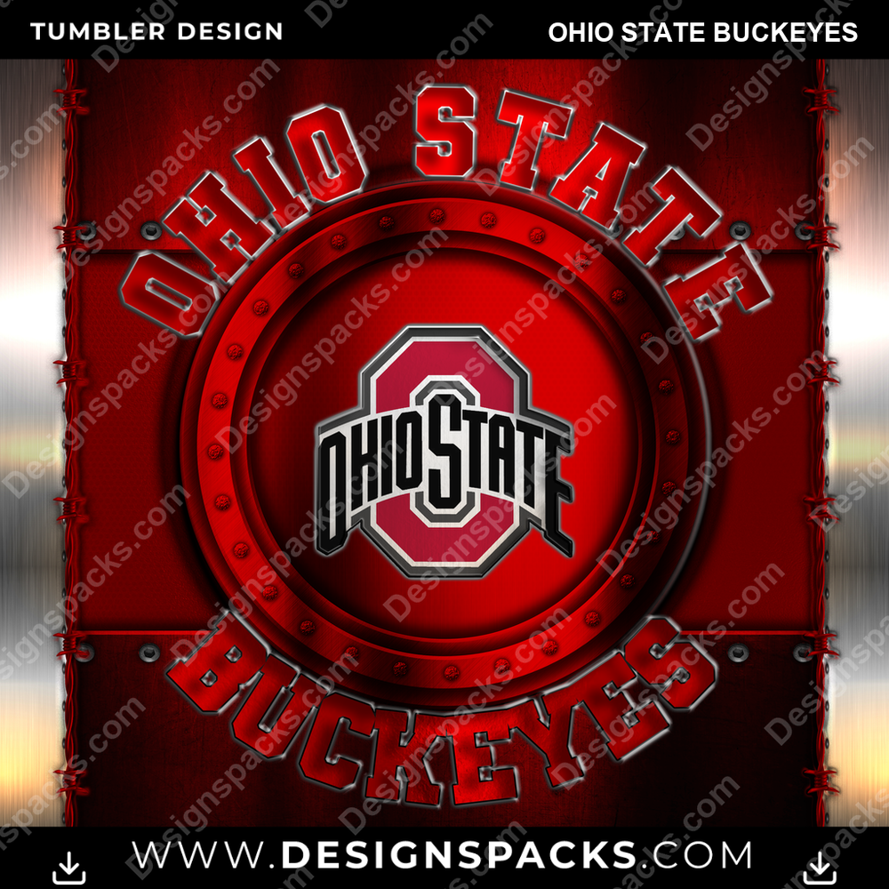 College Sport Metal Ohio State Buckeyes Tumbler Digital Wrap Design