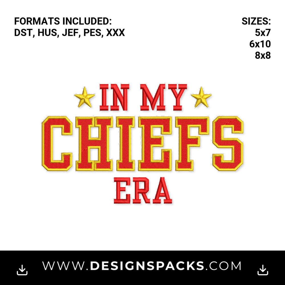 In My Chiefs Era Football Game Day Embroidery Design - Instant digital download pattern at Designspacks.com