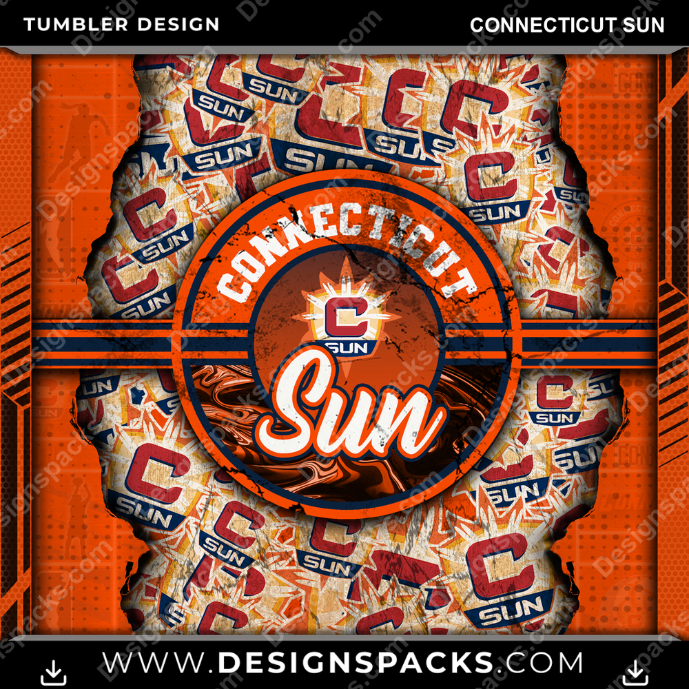Basketball Ripped Connecticut Sun Tumbler Digital Wrap Design