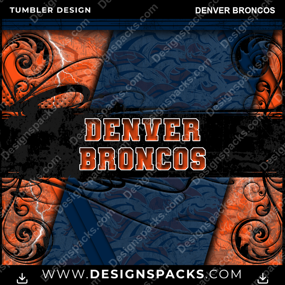 Football Elegant Denver Broncos Tumbler Digital Wrap Design