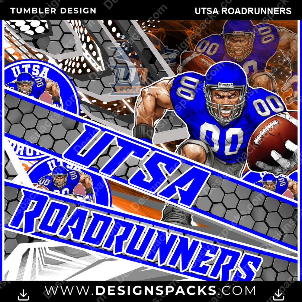 College Sport Fathead UTSA Roadrunners Tumbler Digital Wrap Design