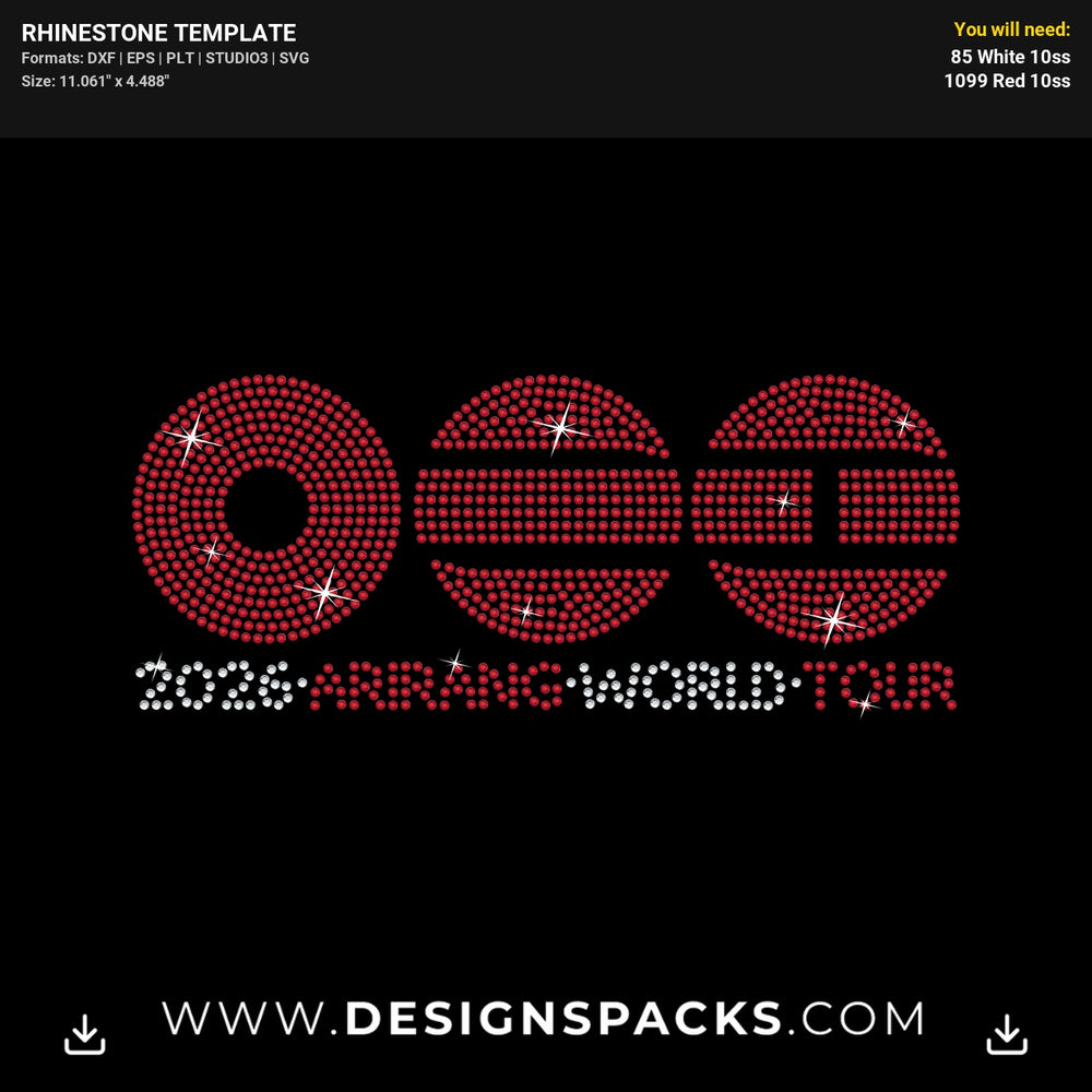 Bts World Tour Arirang 2026 Circles Rhinestone Digital Template