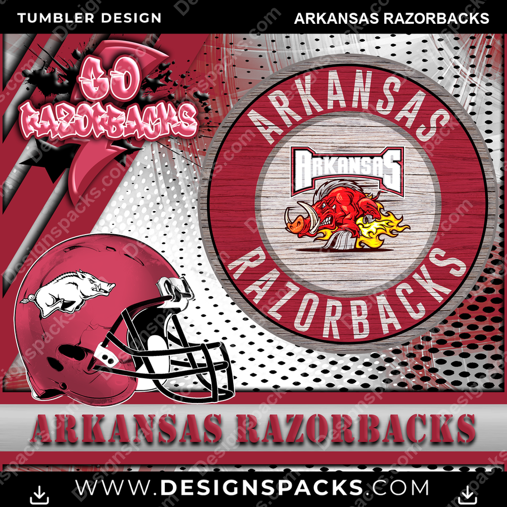 College Sport Go Team 2 Arkansas Razorbacks NCAA College Sport Tumbler Digital Wrap Design Download