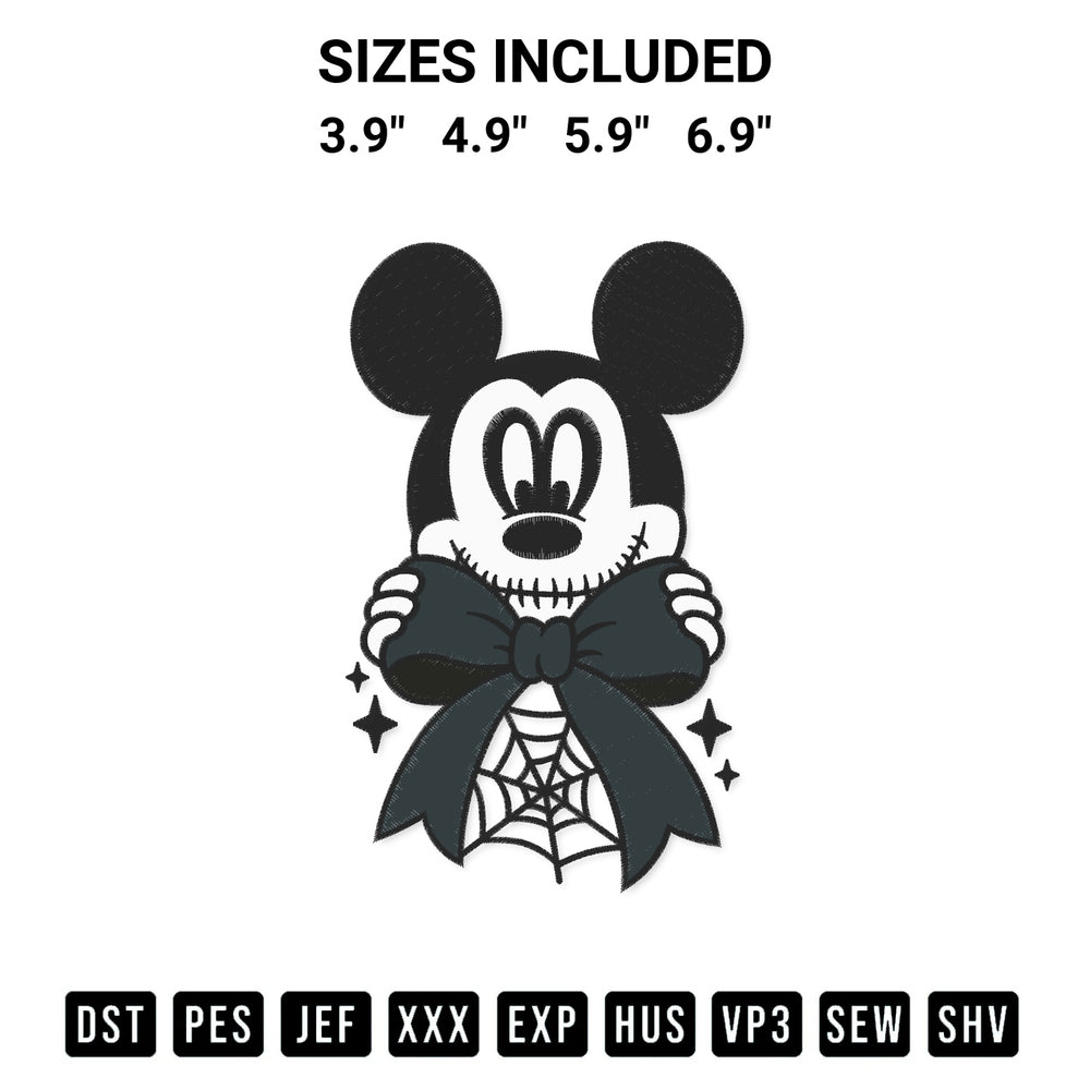 Elevate your next project with our Halloween Mickey Jack Skellington Coquette Embroidery Design embroidery file. Shop high-quality digital patterns instantly at Designspacks.com. Available sizes: 3.9", 4.9", 5.9", 6.9".