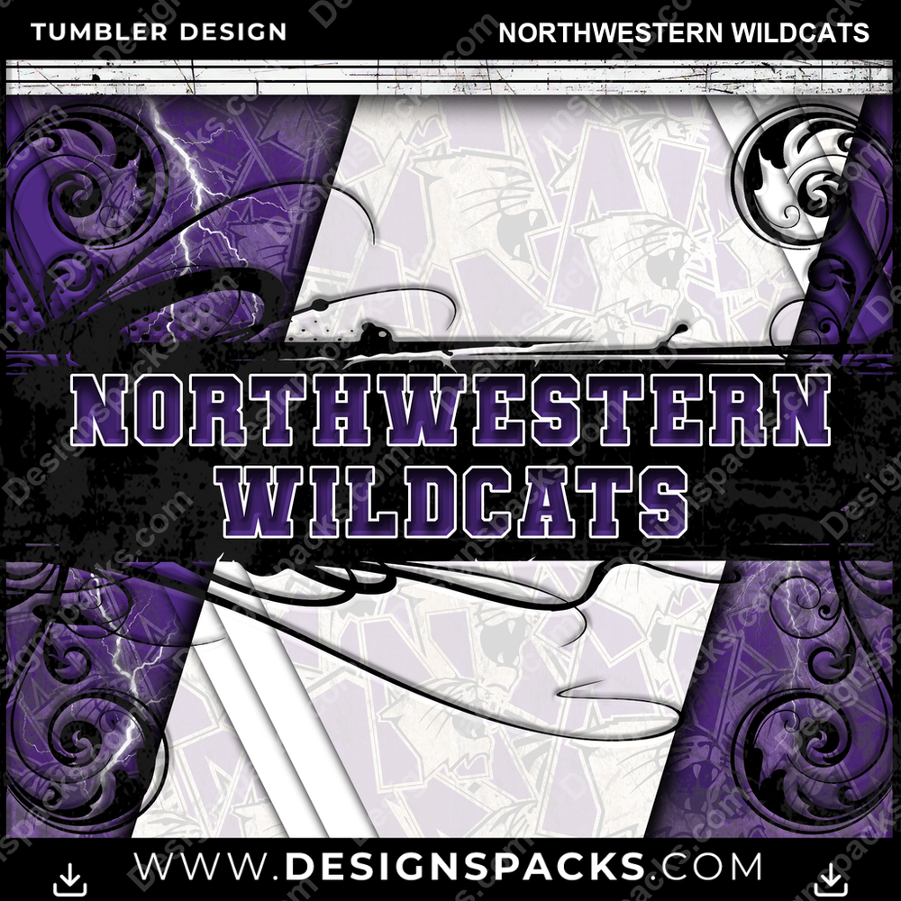 College Sport Elegant Northwestern Wildcats NCAA College Sport Tumbler Digital Wrap Design Download