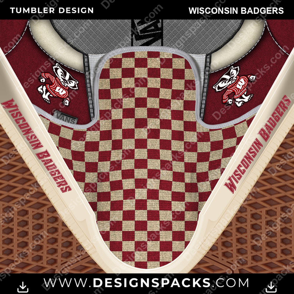 College Sport Vans Classic Wisconsin Badgers Tumbler Digital Wrap Design