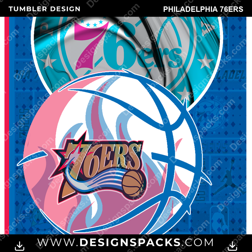 Basketball Posters Philadelphia 76ers Tumbler Digital Wrap Design