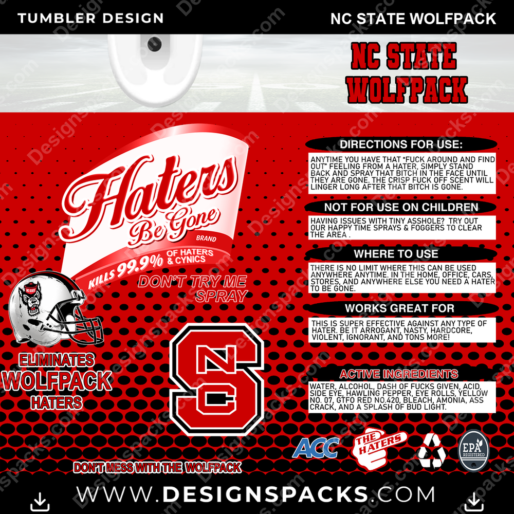 College Sport Haters Be Gone Nc State Wolfpack Tumbler Digital Wrap Design