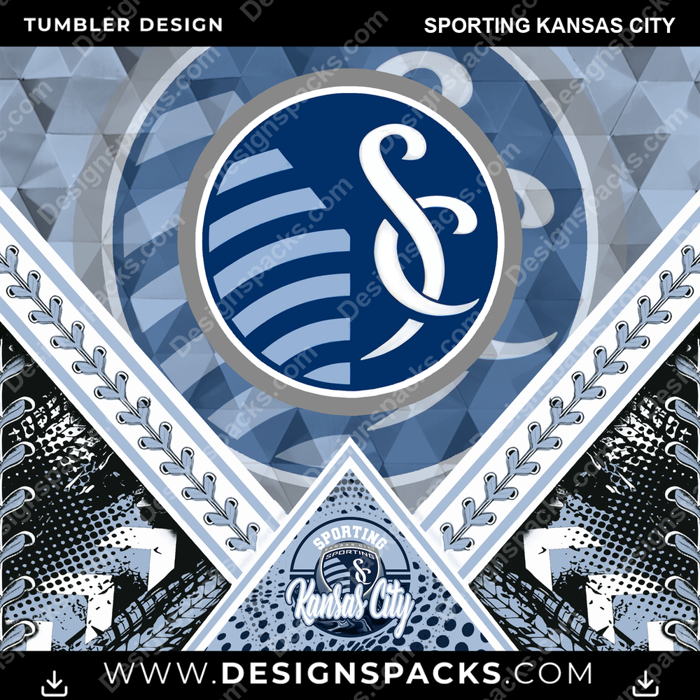Soccer Diamond Sporting Kansas City Tumbler Digital Wrap Design