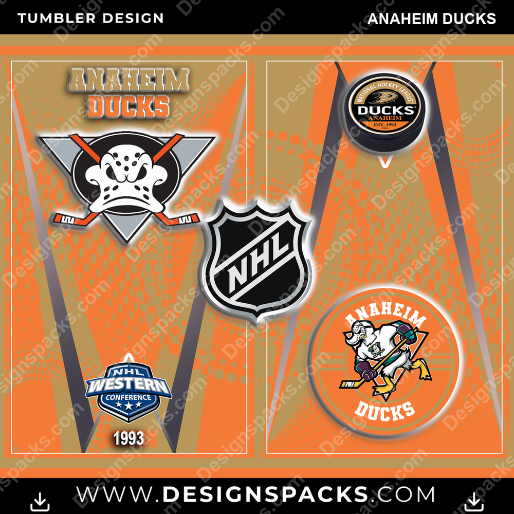 Ice Hockey Team Logo Anaheim Ducks NHL Hockey Tumbler Digital Wrap Design Download