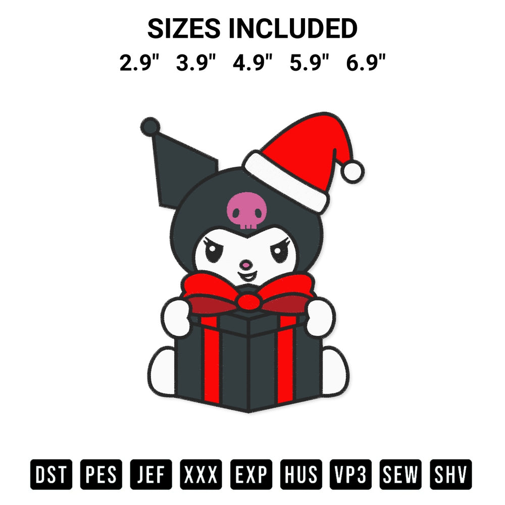 Get the Kuromi With Christmas Gift Embroidery Design embroidery design for your custom crafts! Premium digitized files available for instant download at Designspacks.com. Available sizes: 2.9", 3.9", 4.9", 5.9", 6.9".