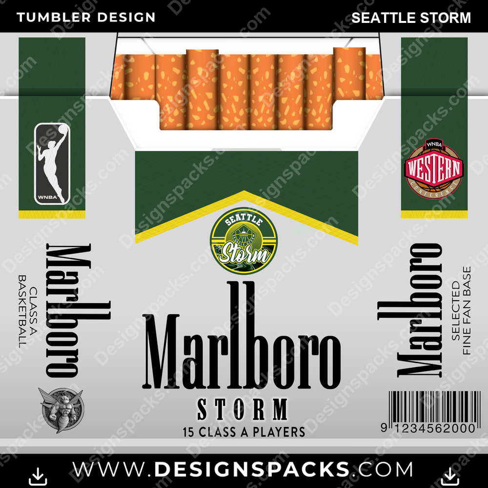 Basketball Marlboro Seattle Storm Tumbler Digital Wrap Design