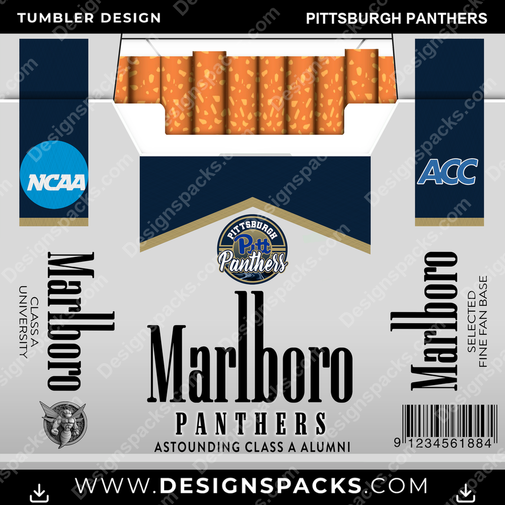 College Sport Marlboro Pittsburgh Panthers NCAA College Sport Tumbler Digital Wrap Design Download