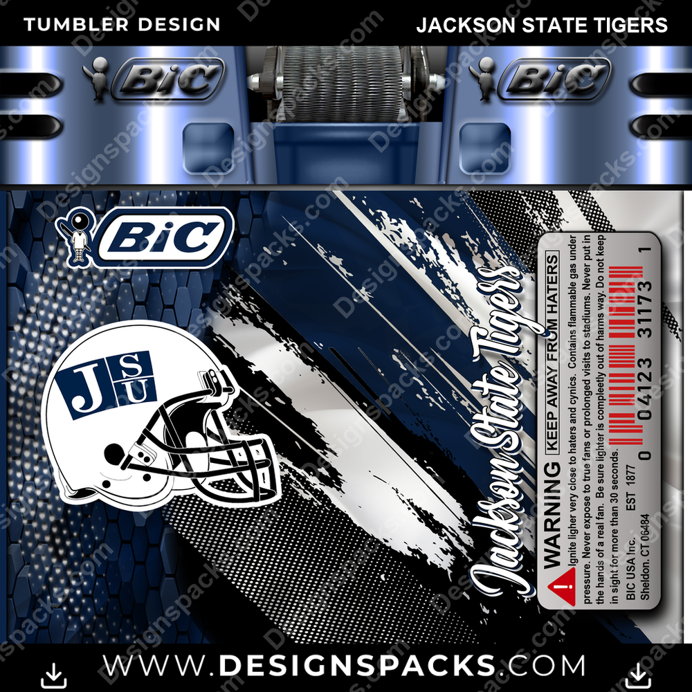 College Sport BIC Lighter Jackson State Tigers Tumbler Digital Wrap Design