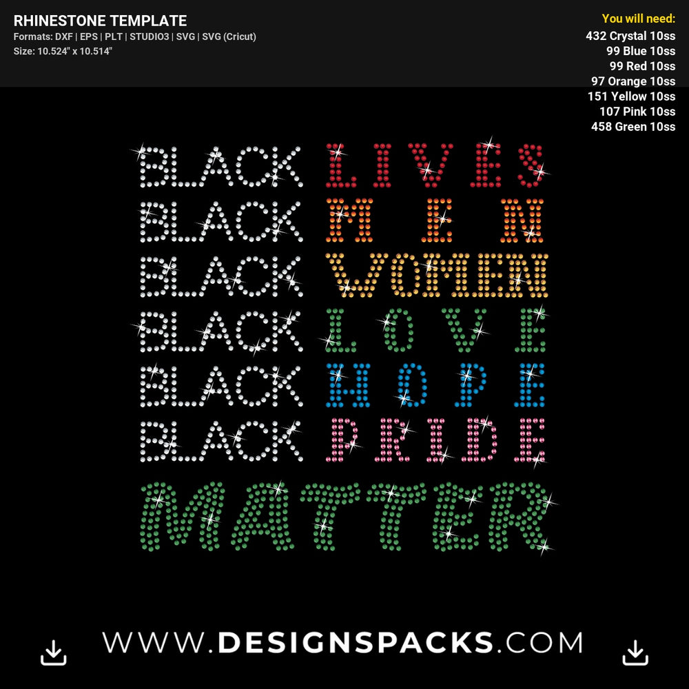 Black Lives Matter Equality Quote Shirt Rhinestone Digital Template