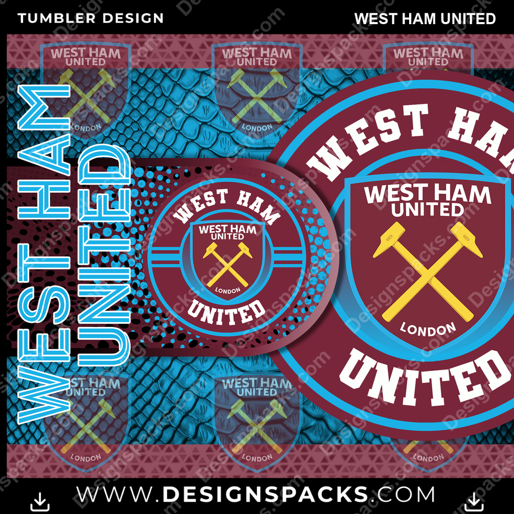 Soccer UK Hyper West Ham United Tumbler Digital Wrap Design