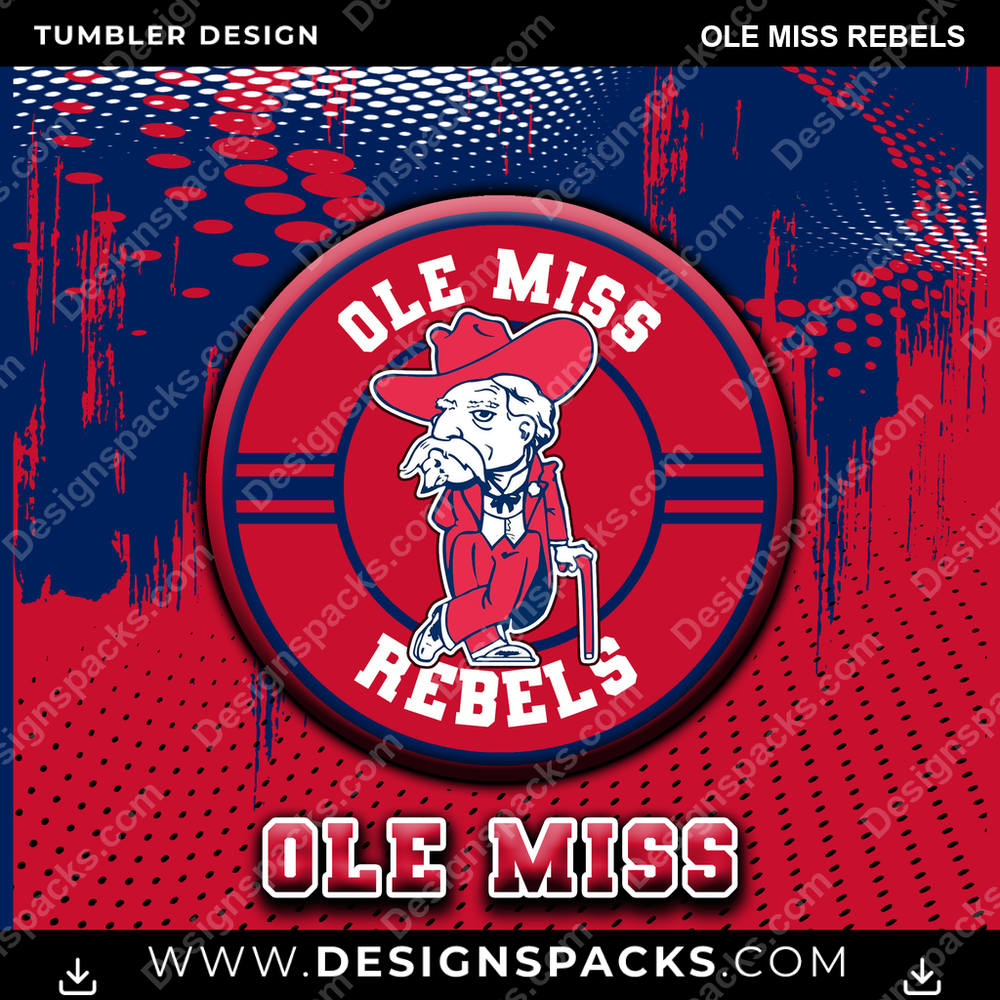 College Sport Dot Logo Ole Miss Rebels NCAA College Sport Tumbler Digital Wrap Design Download
