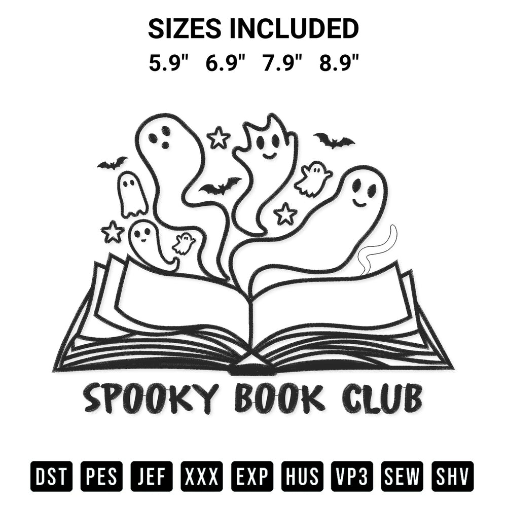 Looking for the perfect pattern? Download the Spooky Book Club Embroidery Design embroidery design today at Designspacks.com. Crisp, clean stitching guaranteed. Available sizes: 5.9", 6.9", 7.9", 8.9".