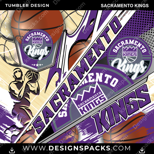 Basketball Silhouette Sacramento Kings Tumbler Digital Wrap Design