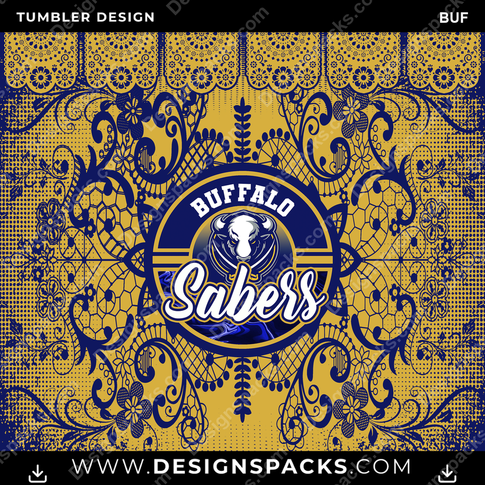 Ice Hockey Lace & Logos BUF Tumbler Digital Wrap Design