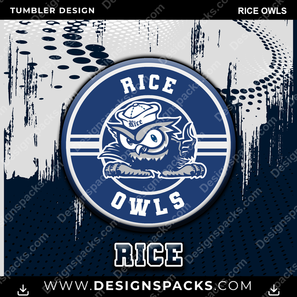 College Sport Dot Logo Rice Owls Tumbler Digital Wrap Design