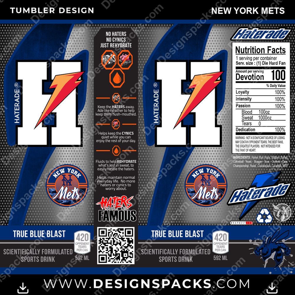 Baseball Haterade New York Mets Tumbler Digital Wrap Design