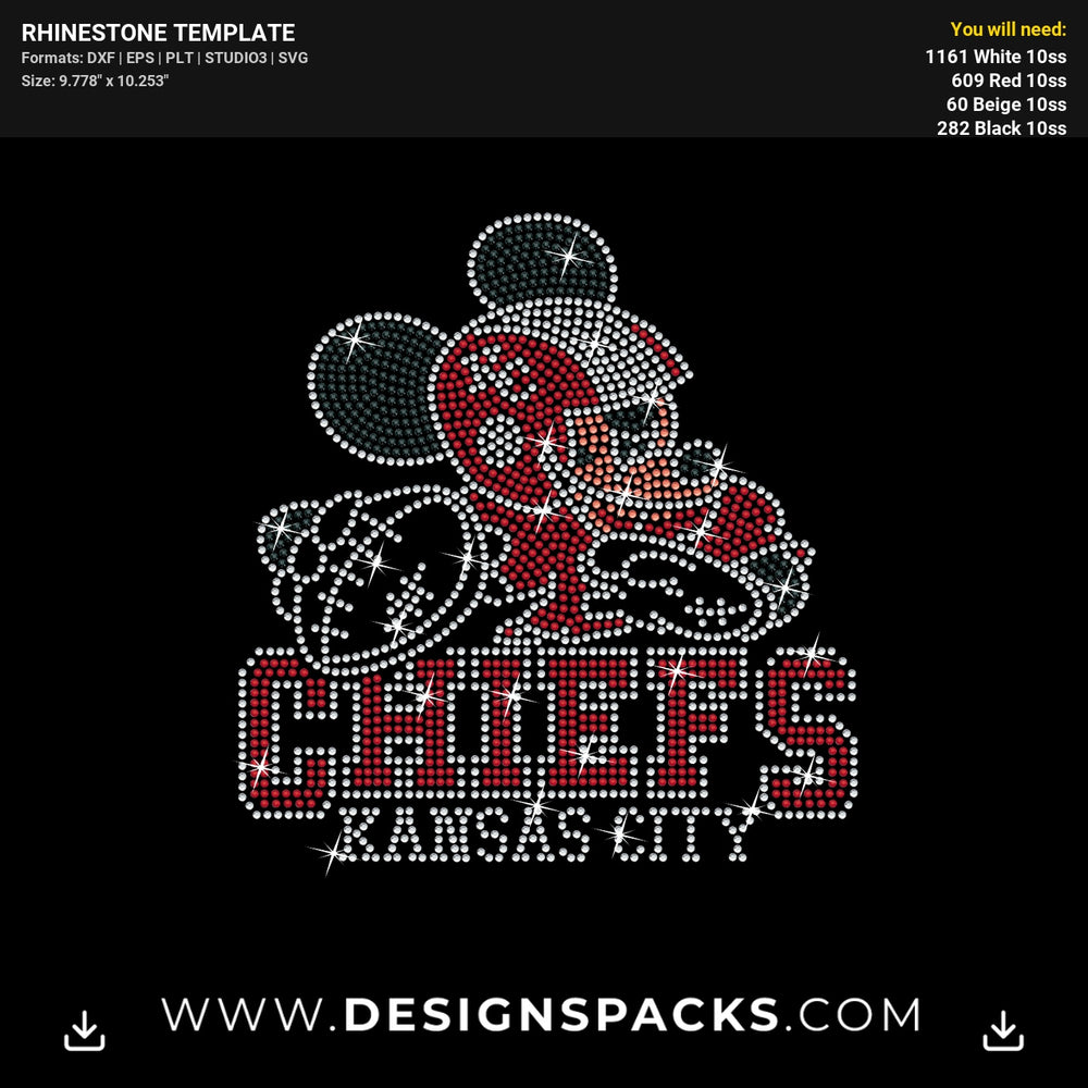 Mickey Chiefs Player Rhinestone Digital Template