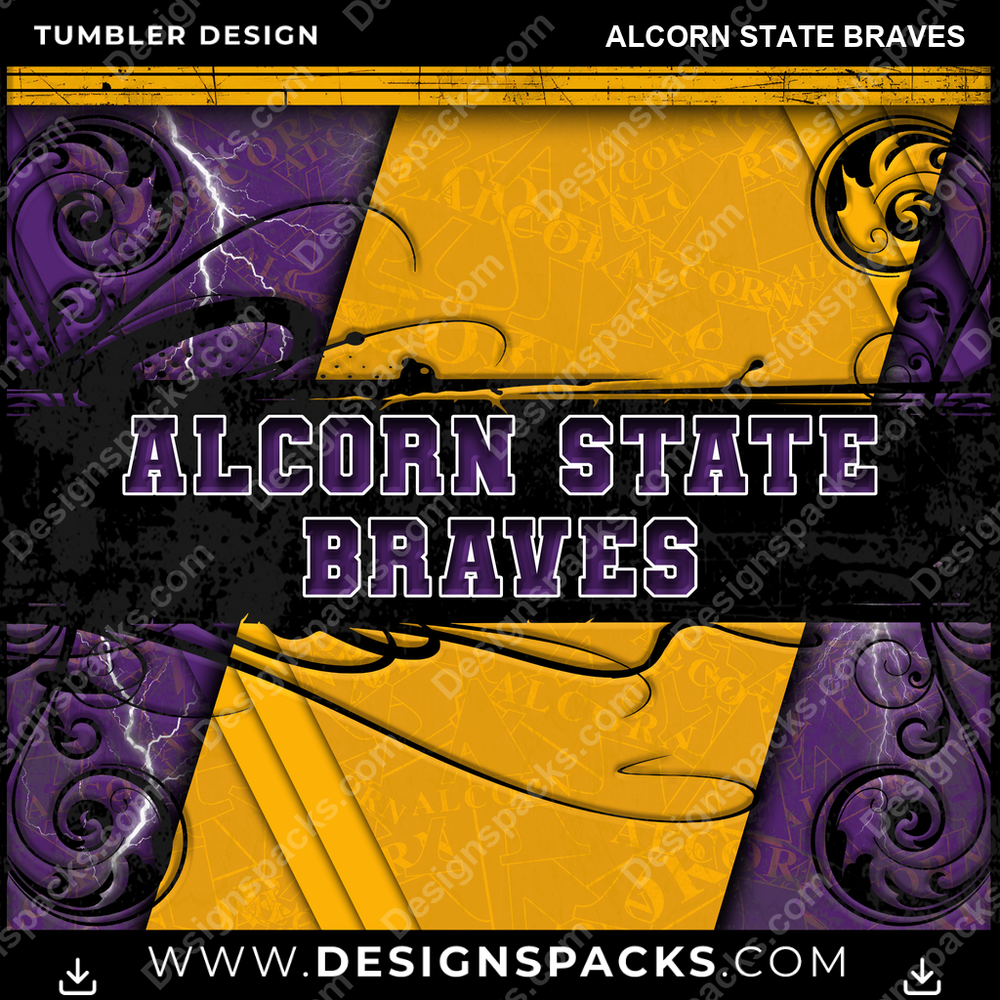 College Sport Elegant Alcorn State Braves Tumbler Digital Wrap Design
