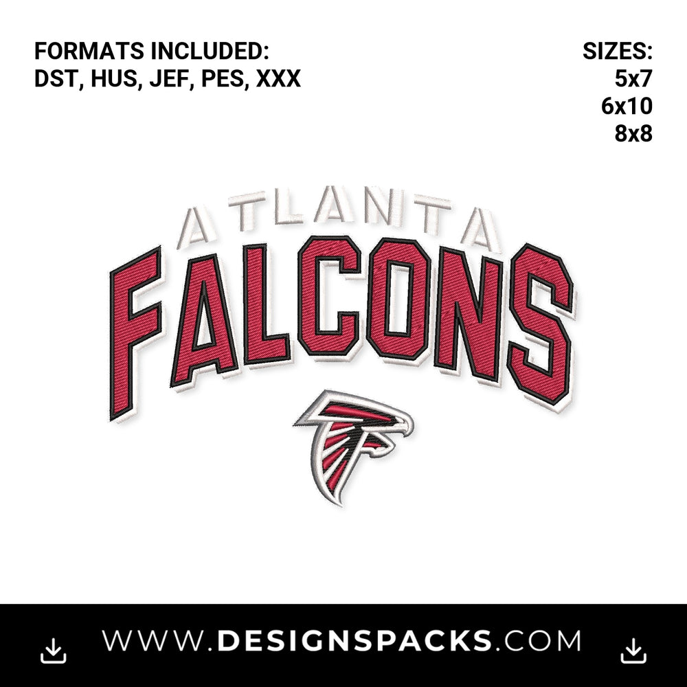 Atlanta Falcons Football Team Logo Embroidery Design - Instant digital download pattern at Designspacks.com